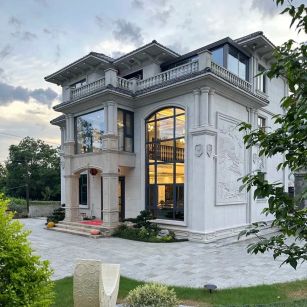 林芝 白麻花岗岩私人别墅干挂石材豪华定制