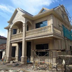 林芝 黄金麻花岗岩石材私人别墅雕花门楼柱阳台栏杆