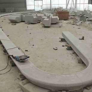 林芝 芝麻白花岗岩弧形花坛石，坐凳石