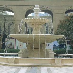 林芝 黄金麻花岗岩异型加工——户外庭院石雕流水喷泉