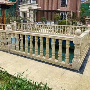 林芝黄金麻花岗岩石材栏杆，扶手，将军柱，花瓶柱