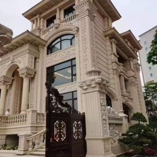 林芝 黄金麻花岗岩别墅外墙干挂效果展示