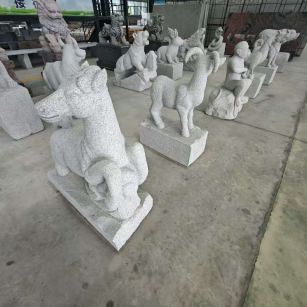 林芝 芝麻白花岗岩造型立体雕刻——十二生肖