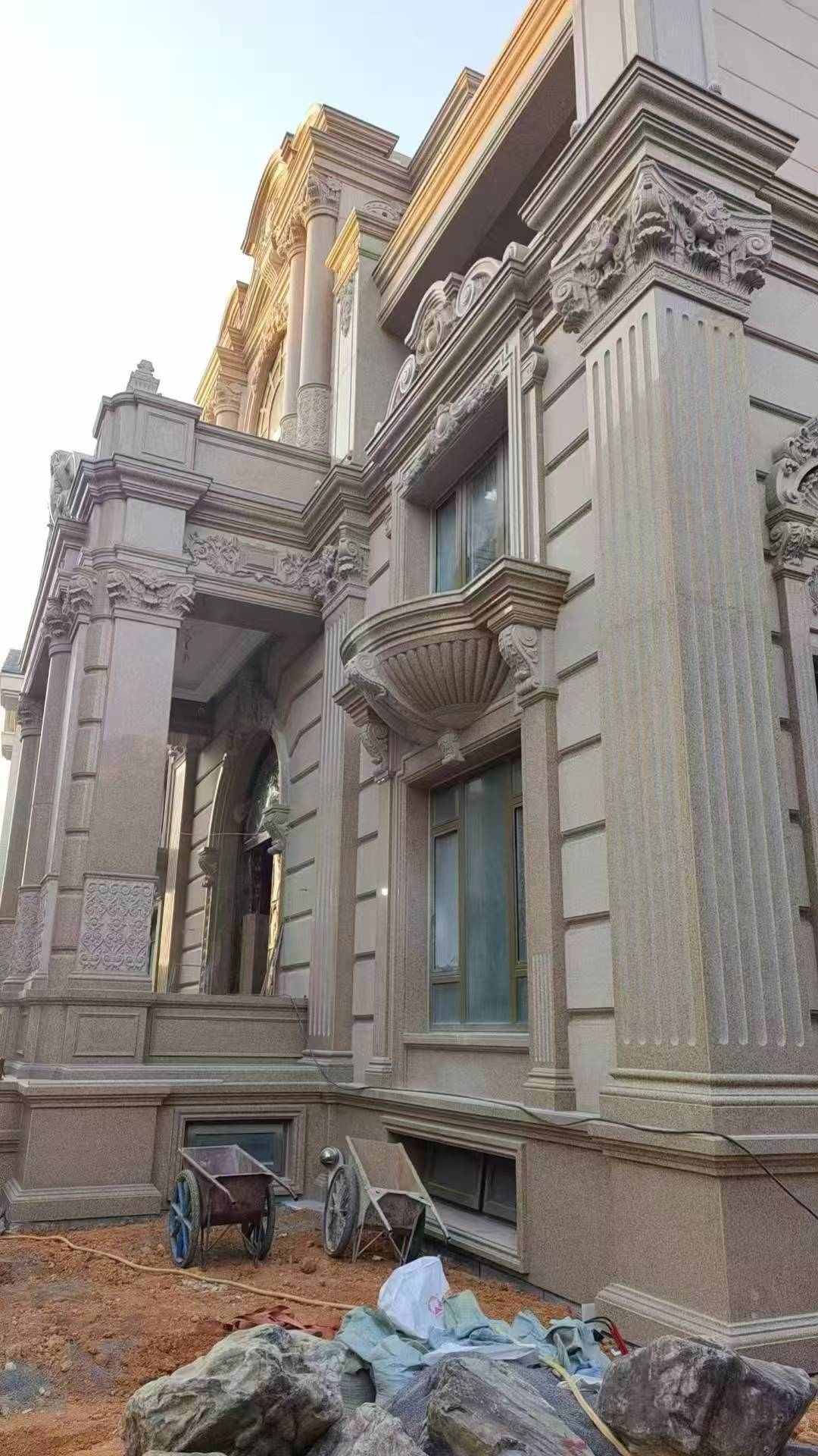 林芝 黄金麻花岗岩光面别墅外墙干挂施工完成