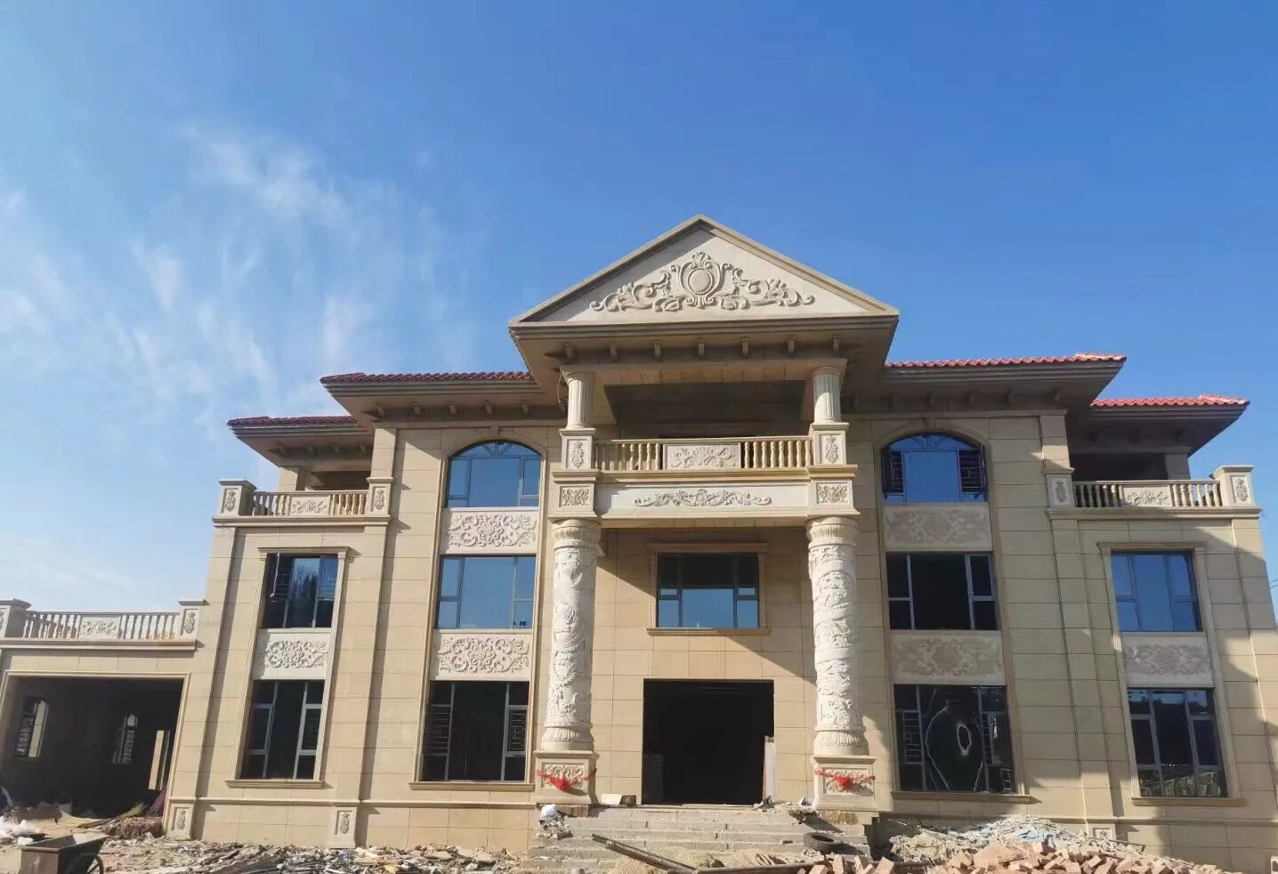 林芝 黄金麻花岗岩别墅外墙干挂