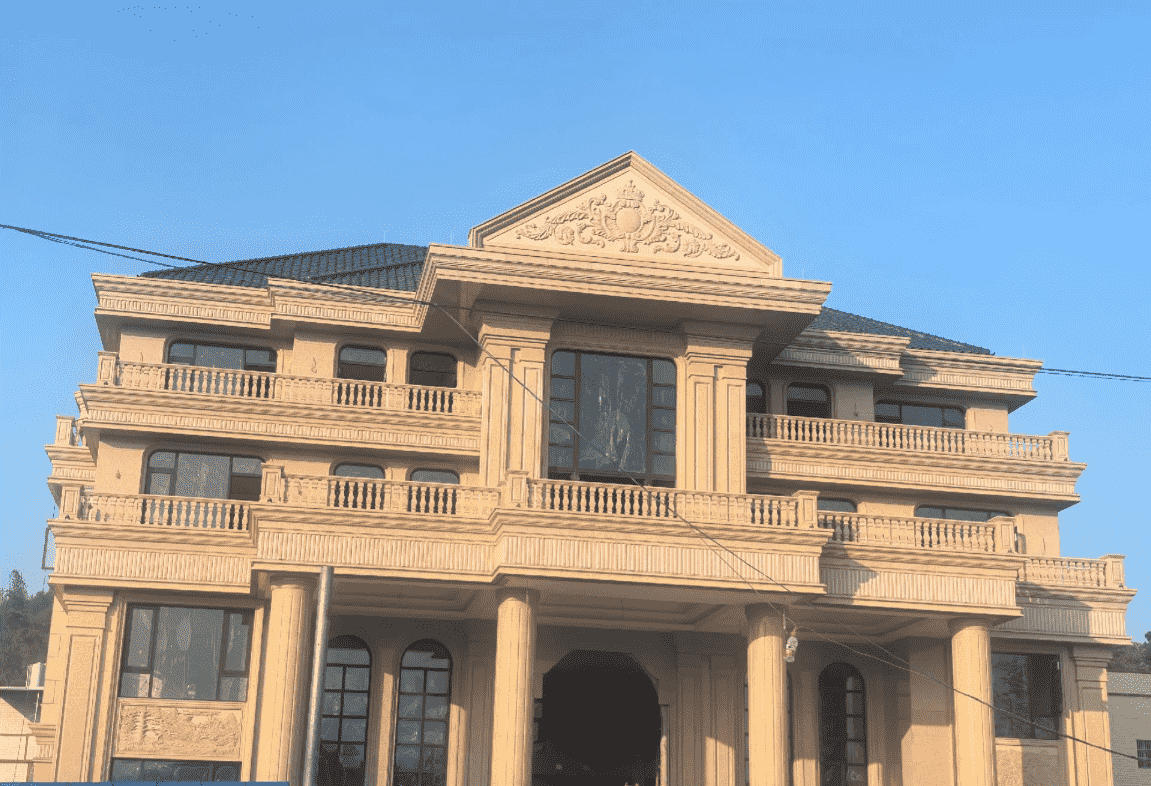 林芝黄金麻别墅外墙干挂石材效果示例