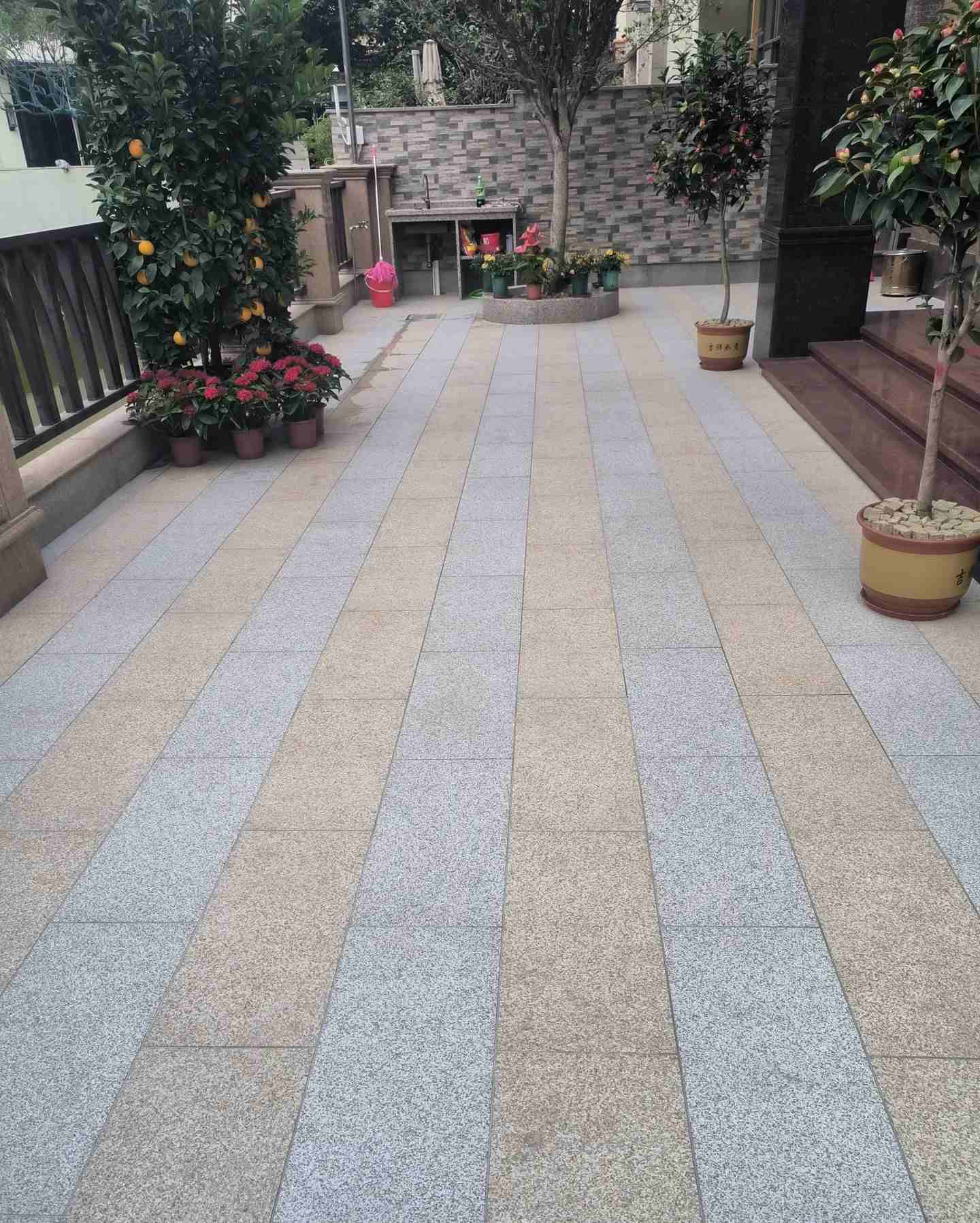 林芝 黄金麻白麻荔枝面庭院铺装展示