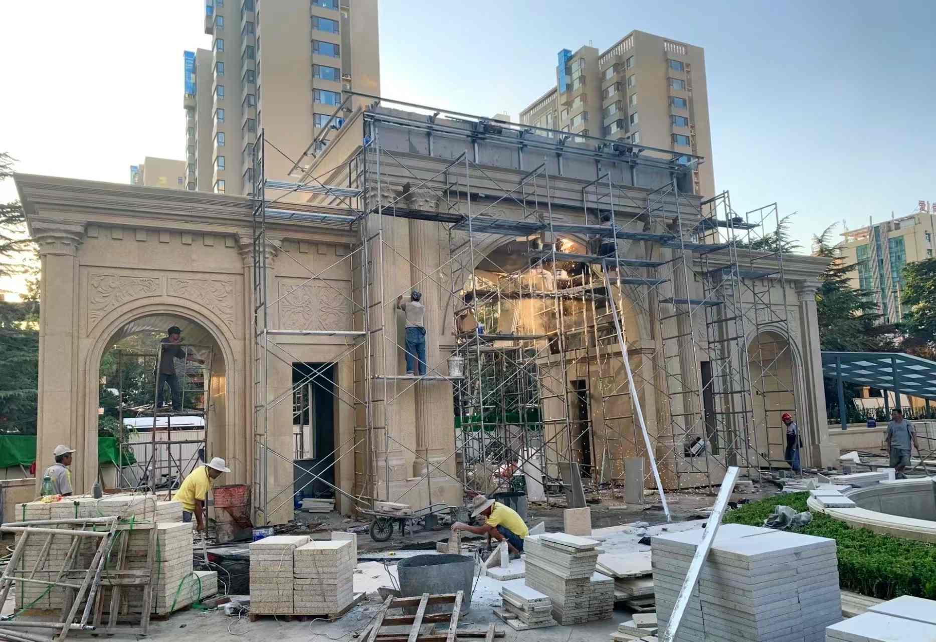 林芝 黄金麻荔枝面花岗岩小区门楼外墙干挂